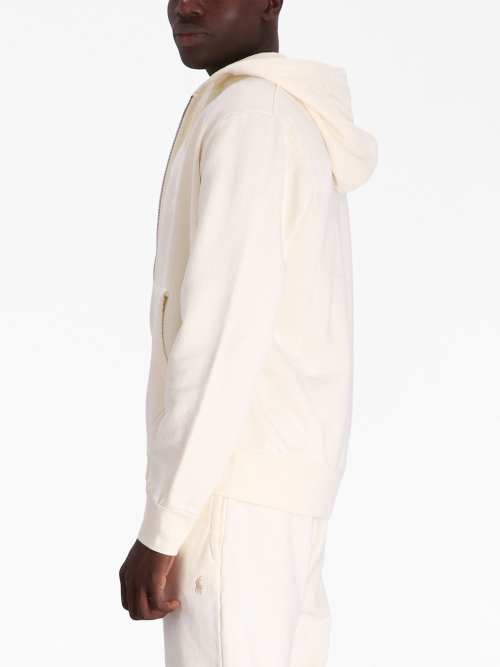 POLO RALPH LAUREN Felpa ecrù con cappuccio e zip
