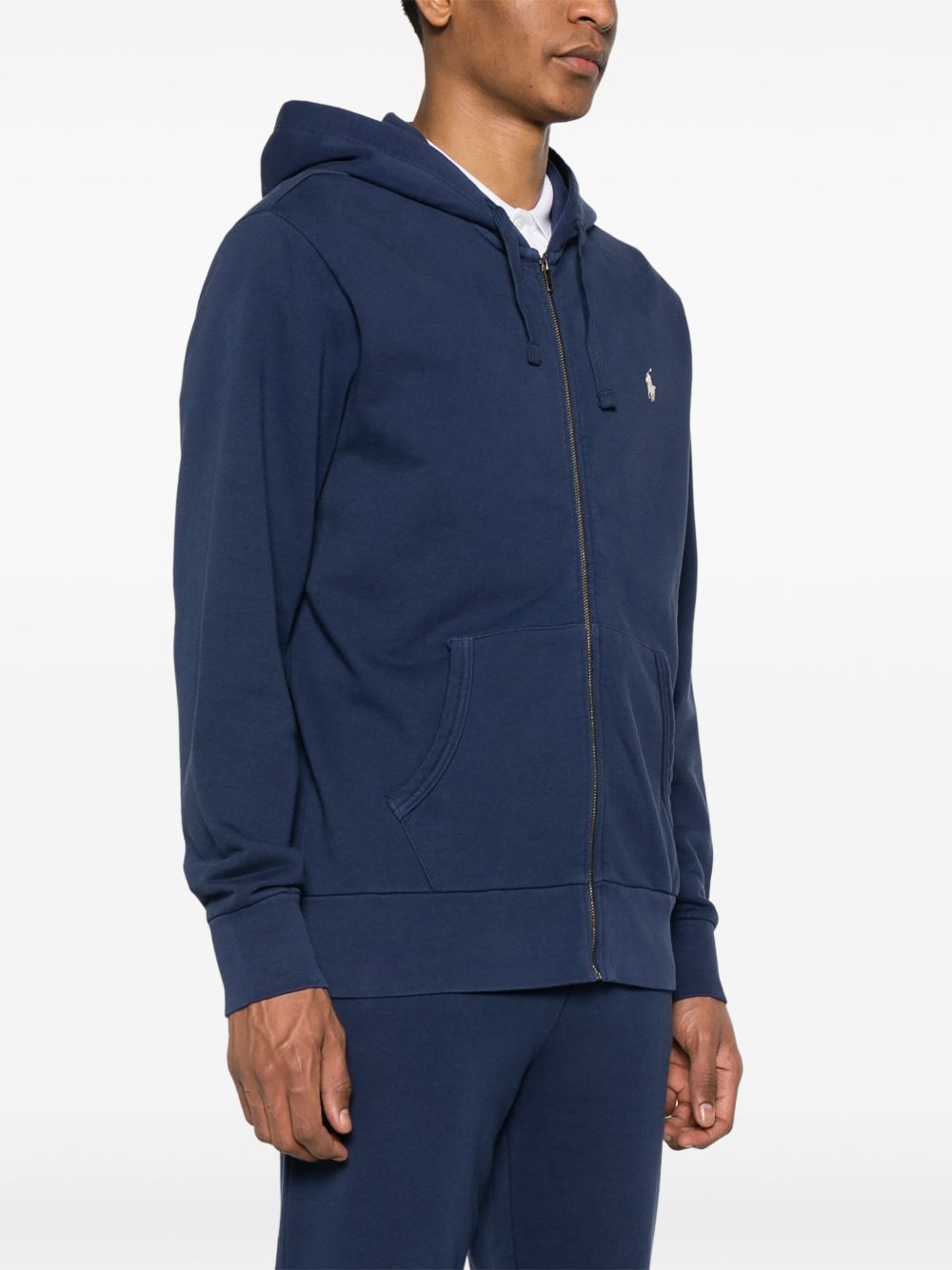 POLO RALPH LAUREN Felpa blu con cappuccio e zip