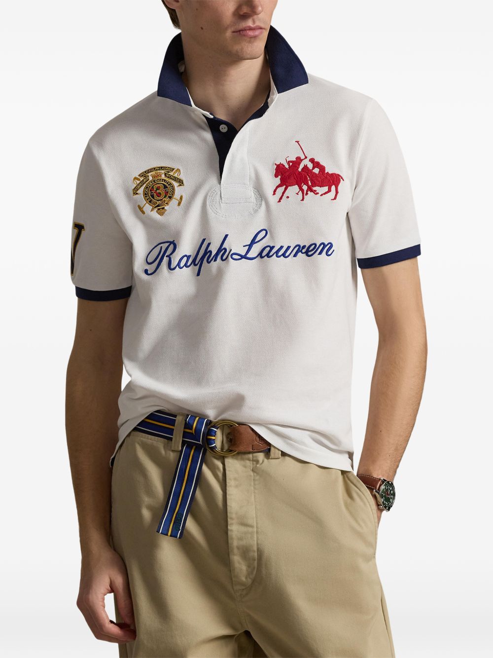 POLO RALPH LAUREN Polo in cotone bianco con ricami