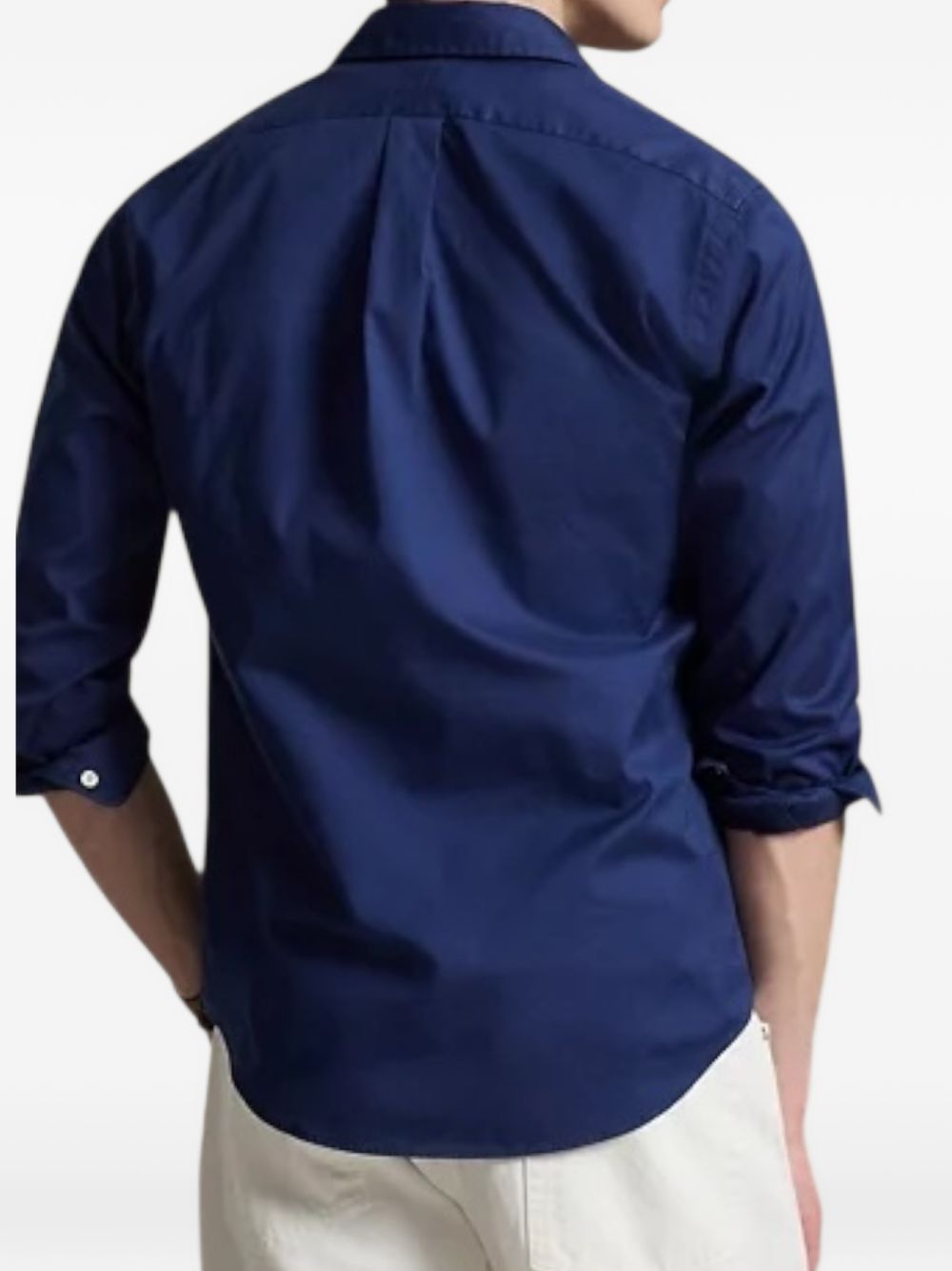 POLO RALPH LAUREN Camicia blu con logo ricamato sul petto