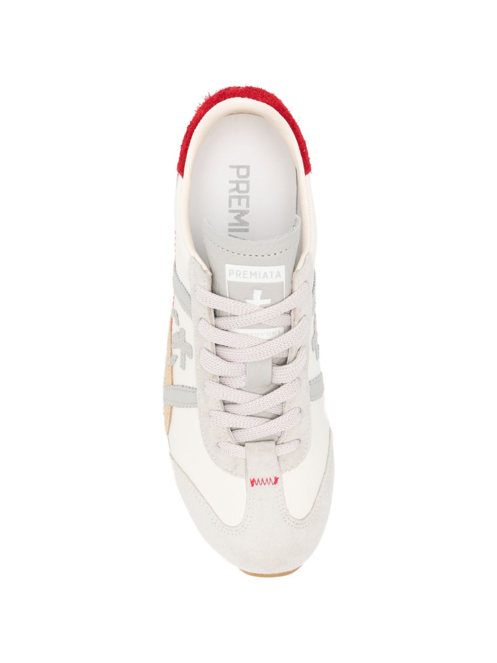 PREMIATA Sneakers con linguetta e tallone rosso beige
