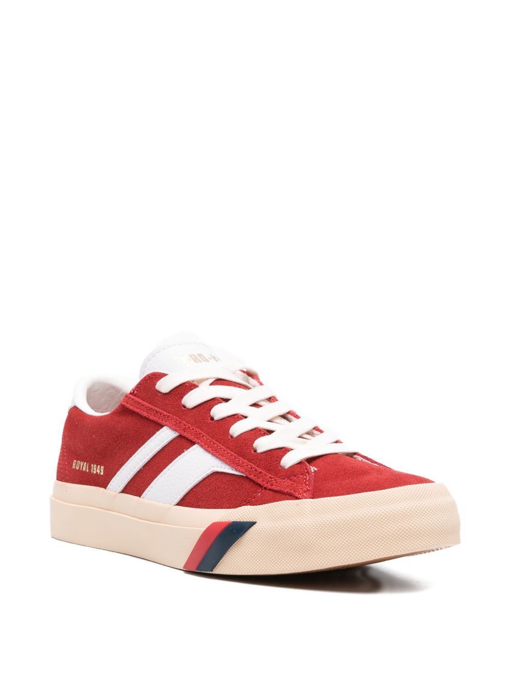 PROKEDS 1949 Sneakers Royal Classic in suede rosso e bianco con inserti in pelle