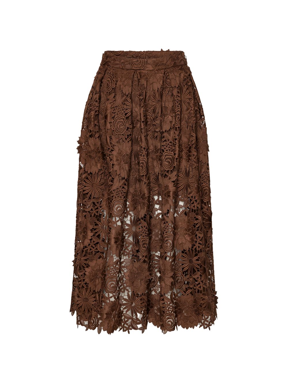 ROTATE Gonna midi marrone con pizzo floreale