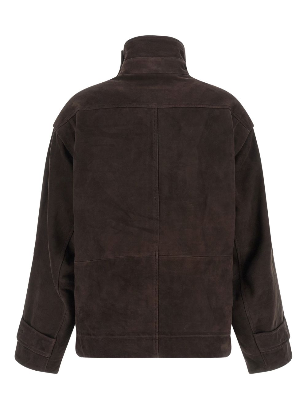 ROTATE Giacca in pelle marrone a collo alto