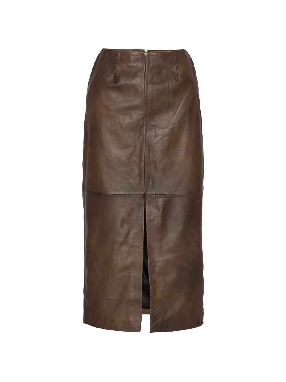 ROTATE Gonna midi in pelle marrone con spacco