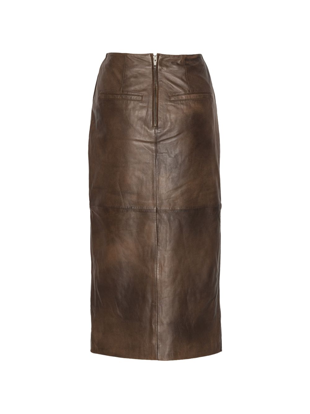 ROTATE Gonna midi in pelle marrone con spacco
