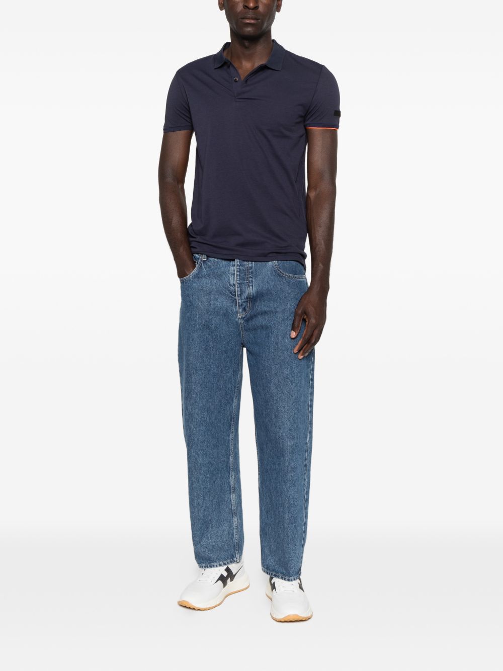 RRD ROBERTO RICCI DESIGNS Polo blu a maniche corte con patch logo sul petto