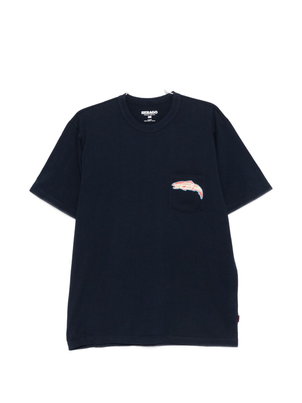 SEBAGO T-shirt blu in cotone con tasca e stampa