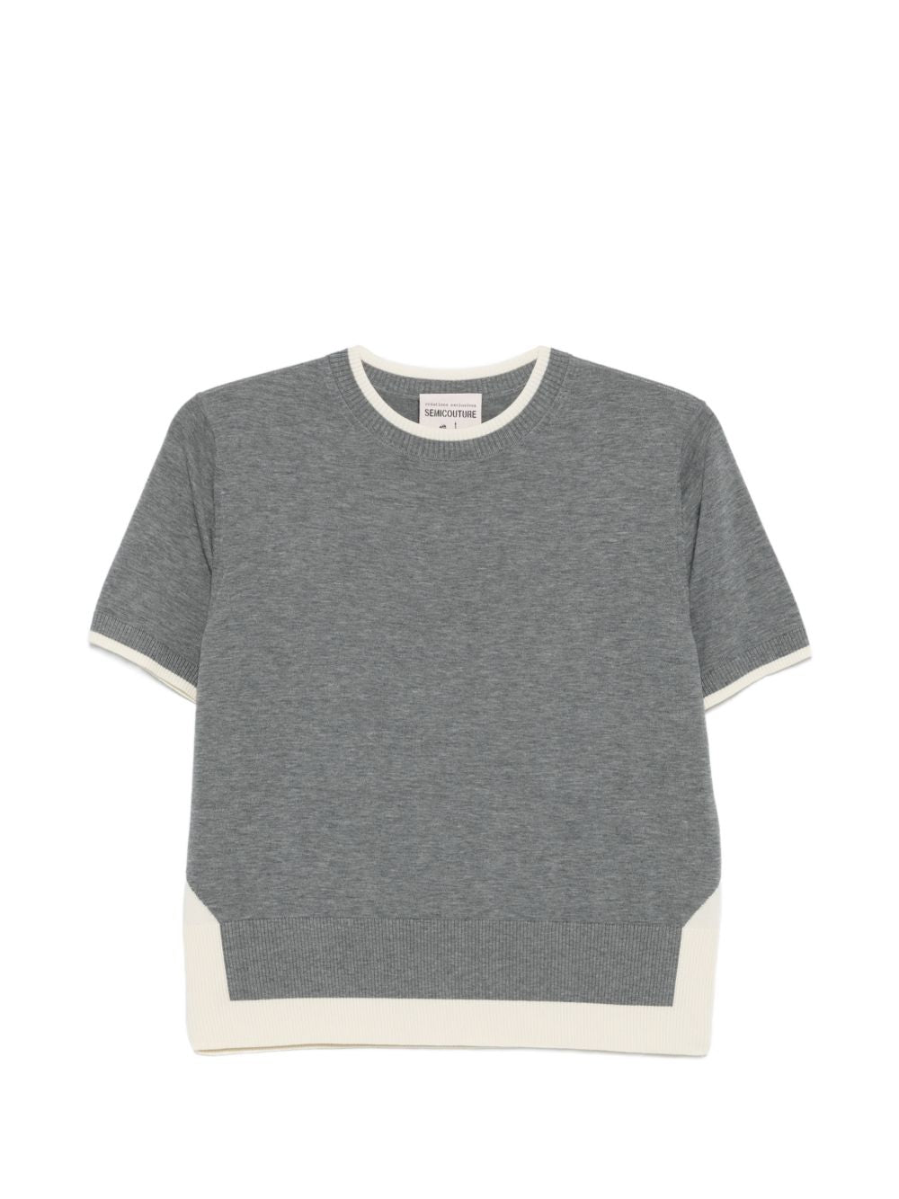 SEMICOUTURE Maglia Leya in cotone grigio a maniche corte