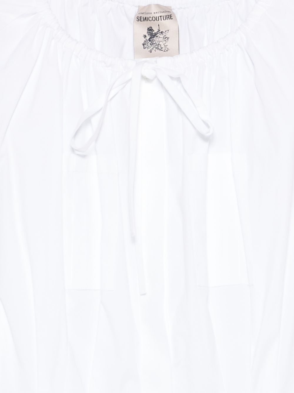 SEMICOUTURE Abito corto Ricarda in cotone bianco con tasche e laccio
