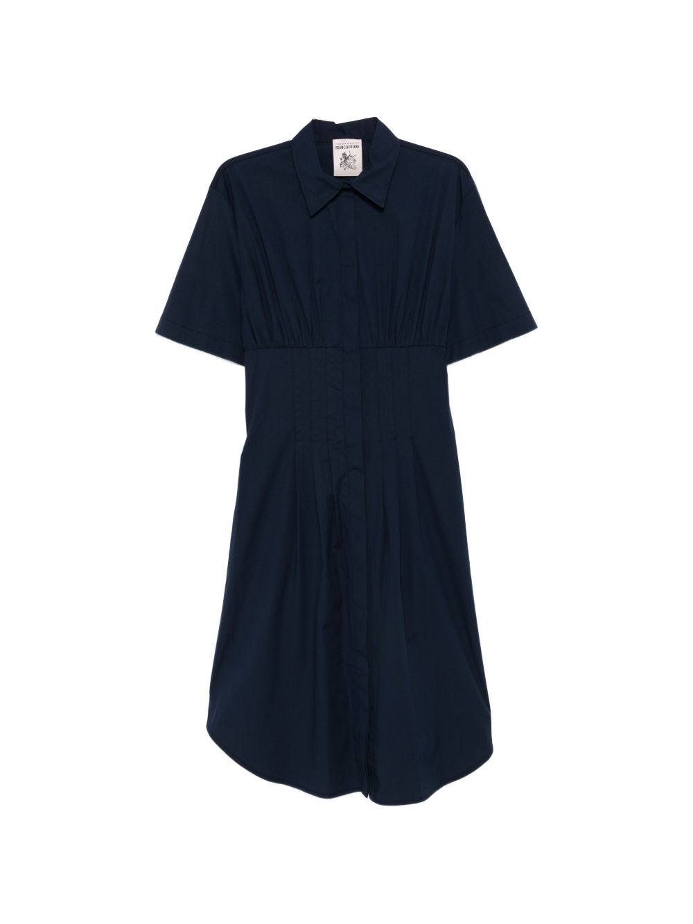 SEMICOUTURE Abito corto Sandra in cotone blu a maniche corte