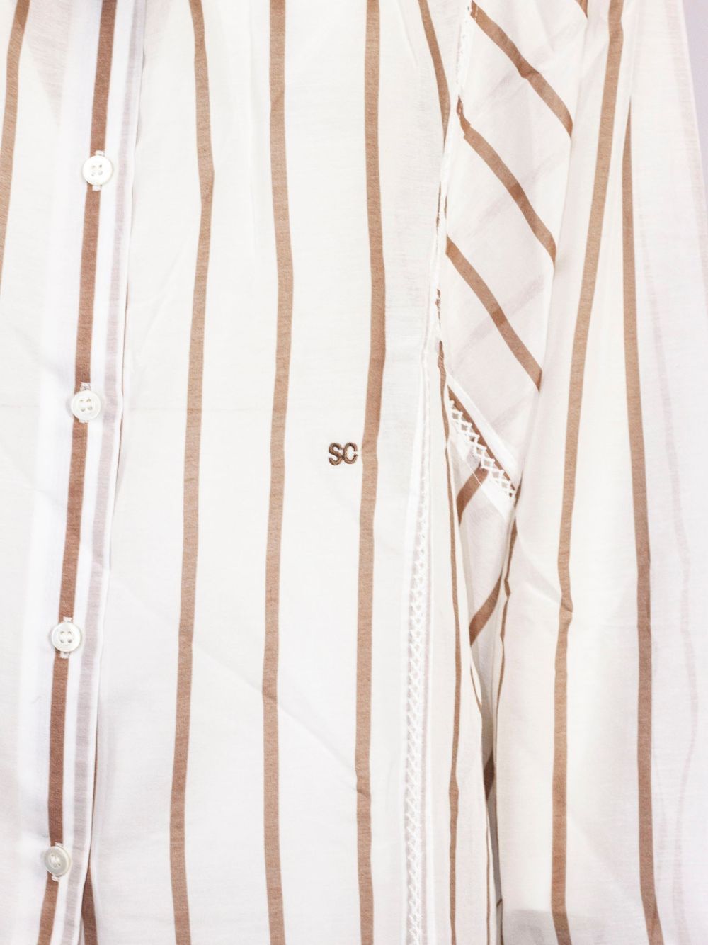 SEMICOUTURE Camicia Lola a maniche lunghe in cotone misto seta con collo alla coreana