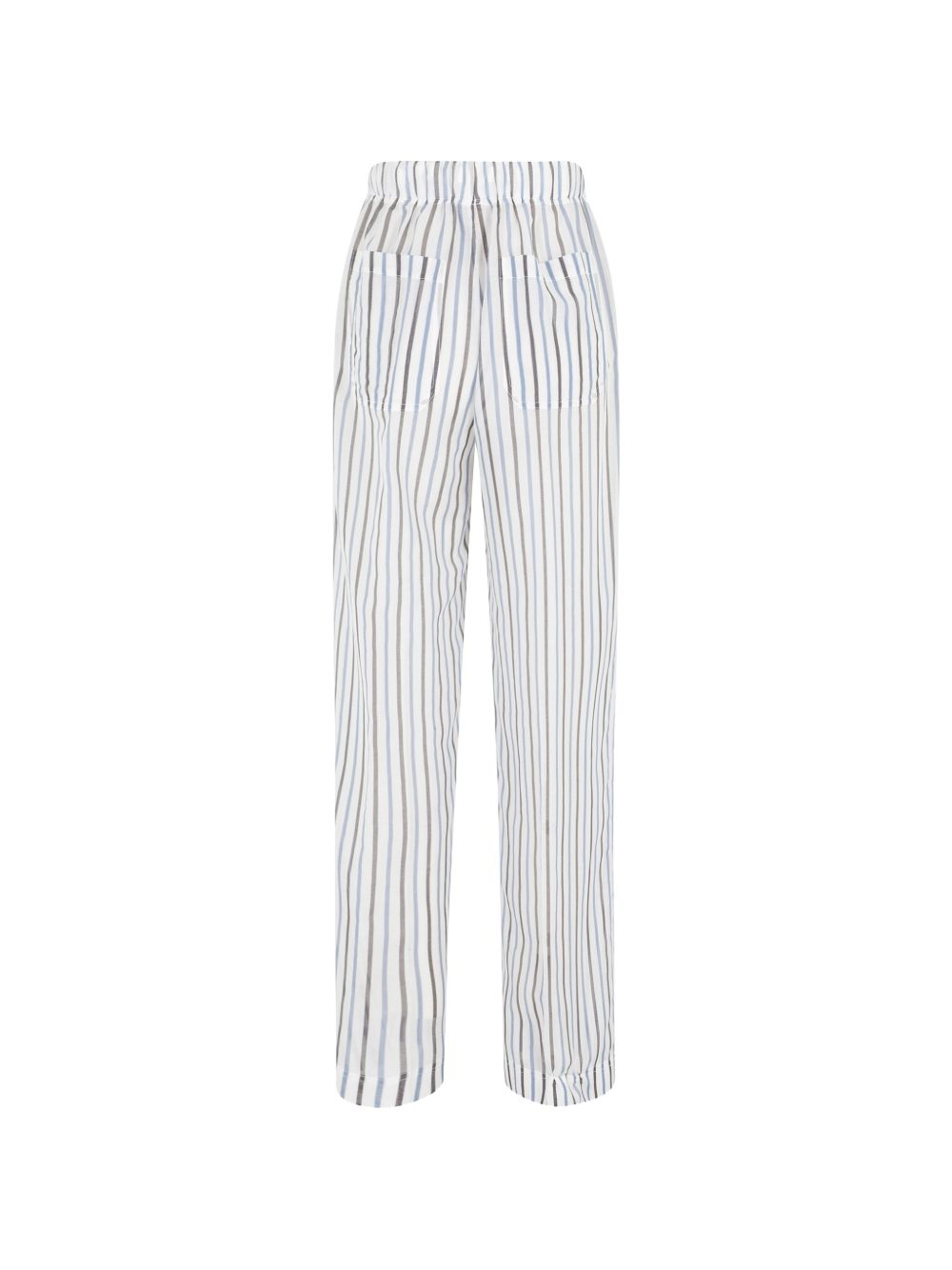 SEMICOUTURE Pantaloni in cotone misto seta a righe con coulisse