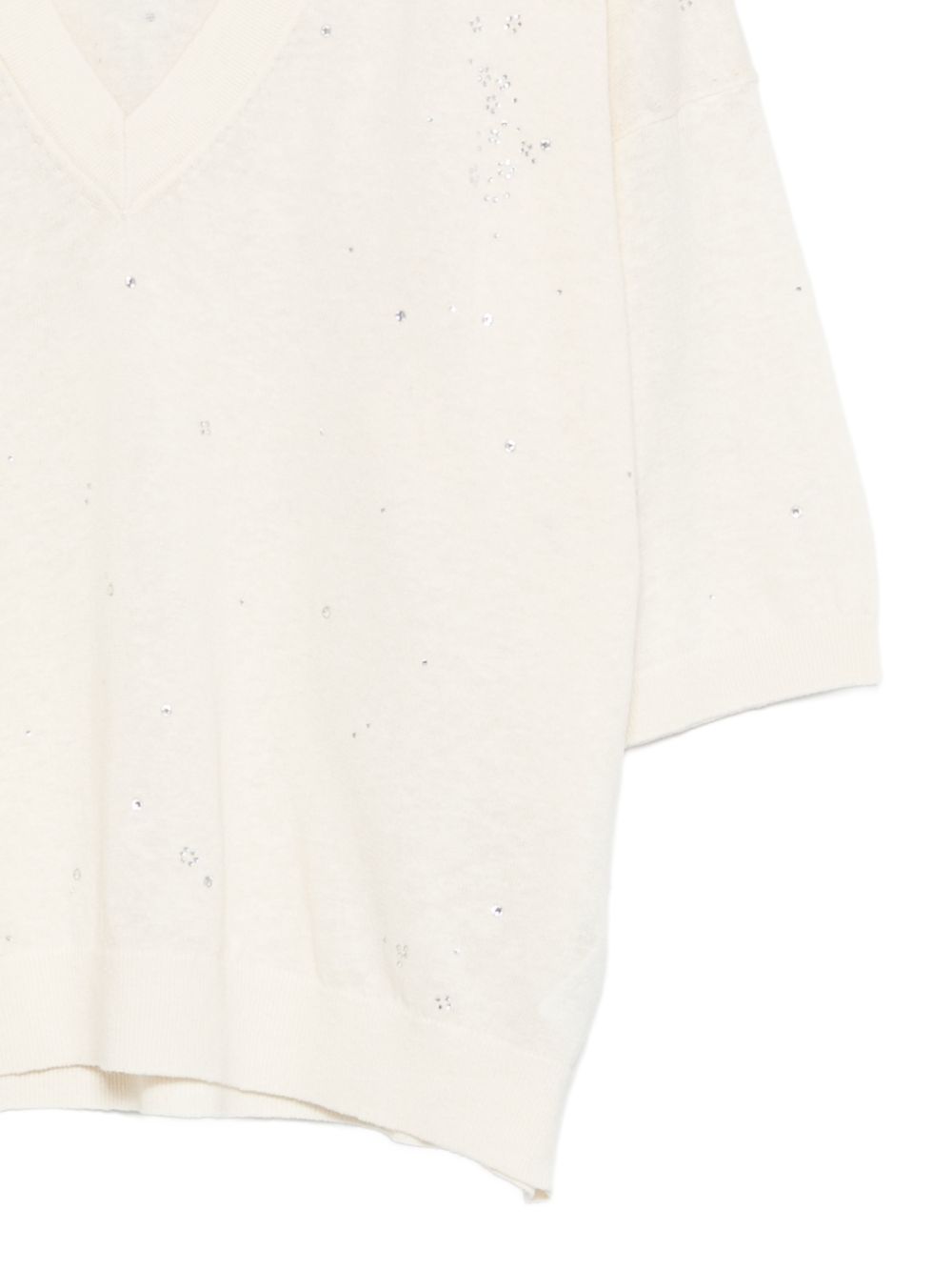 SEVENTY Maglia bianca con scollo a V e strass