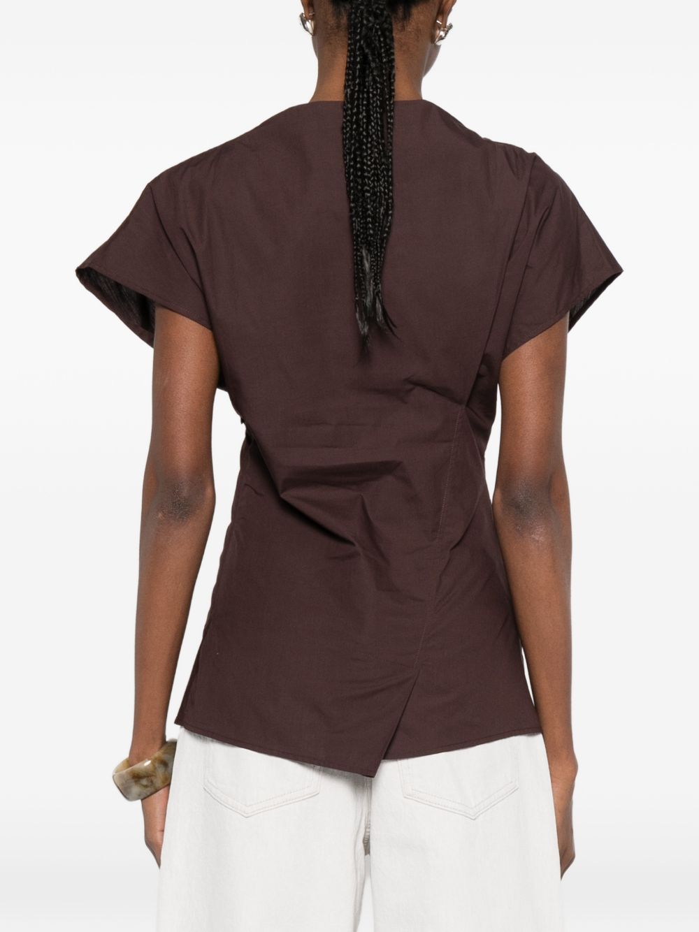 SOEUR T-shirt marrone con taglio asimmetrico