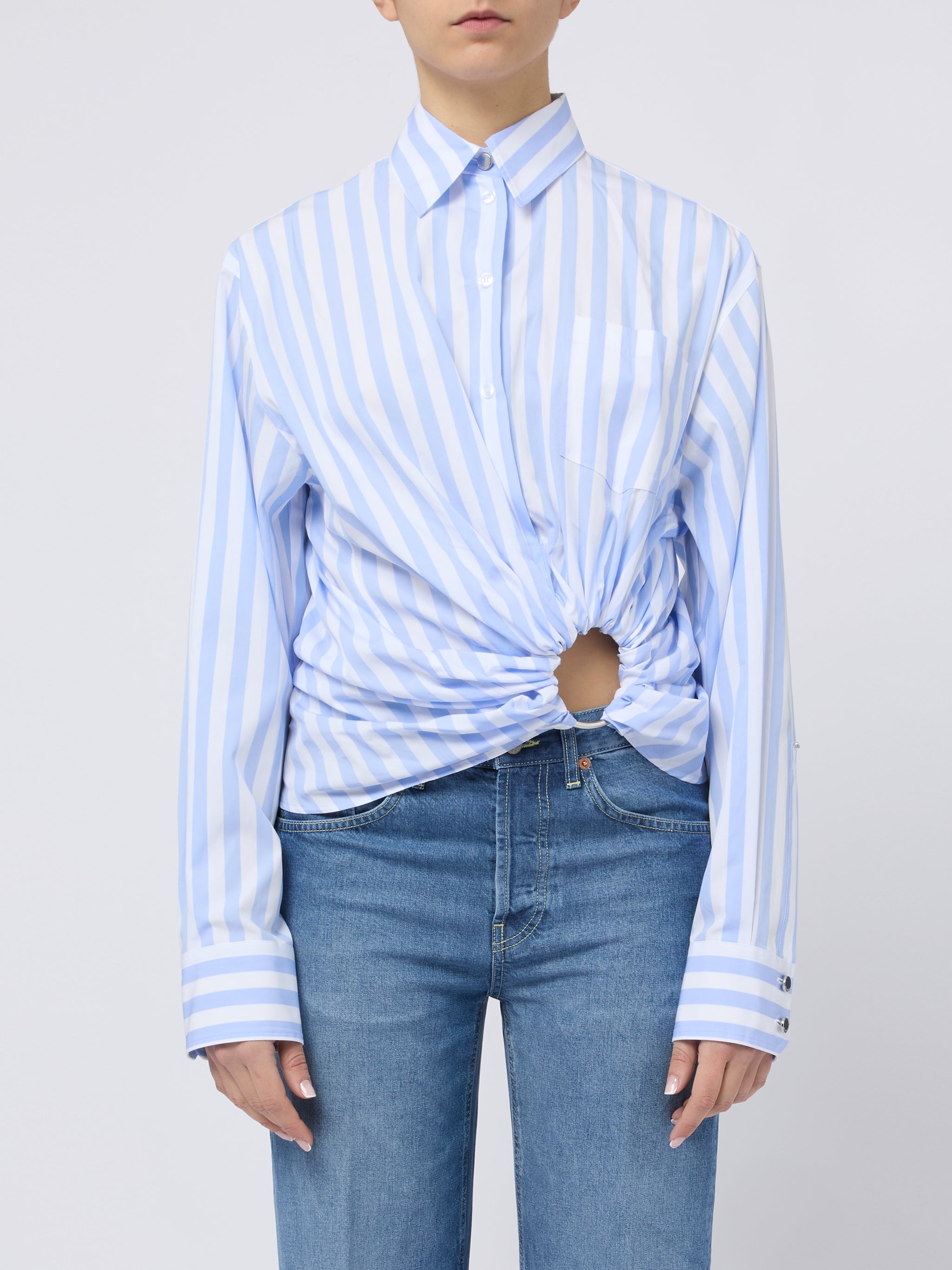 SPORTMAX Camicia a righe con dettaglio circolare in vita