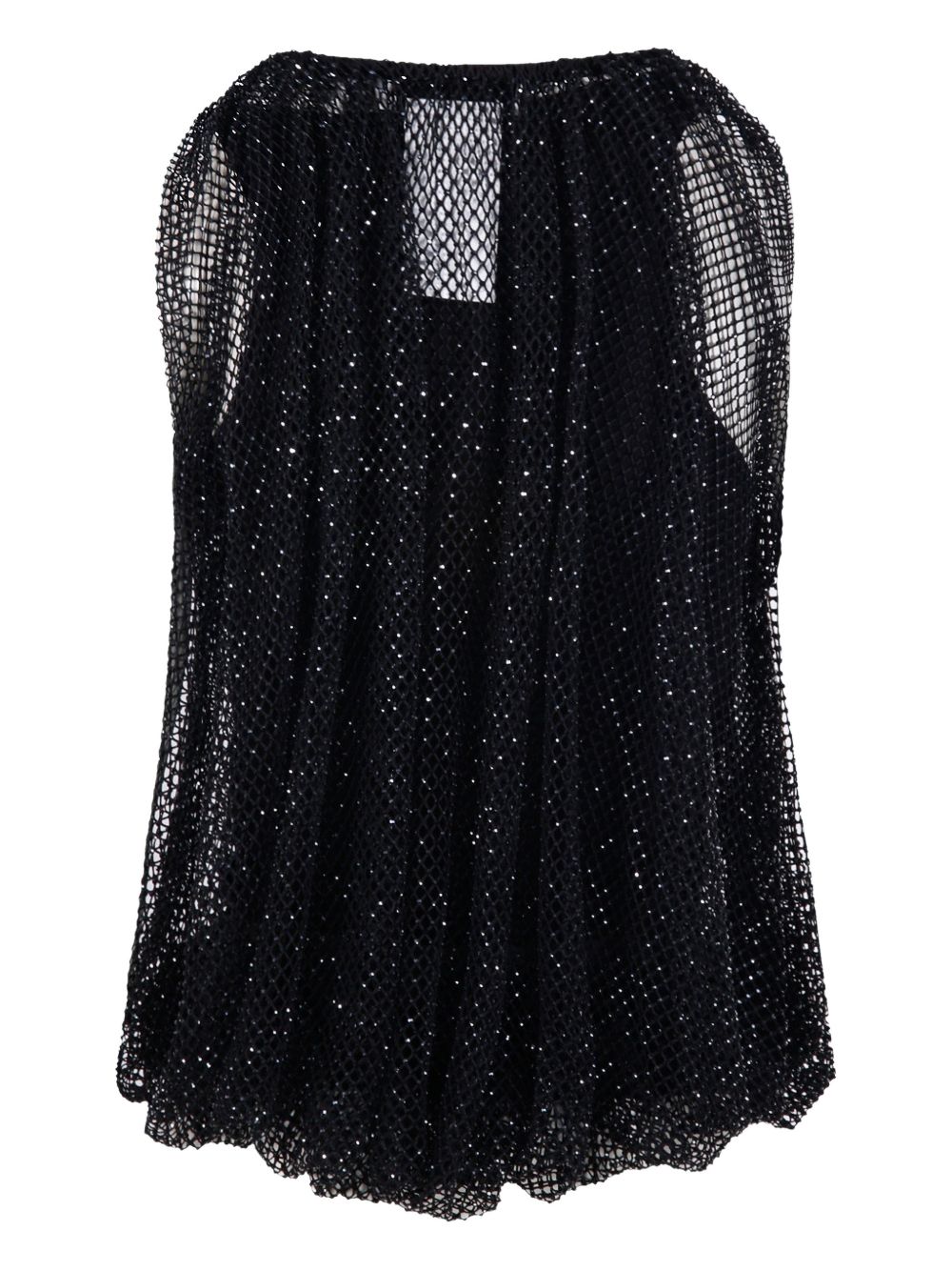 SPORTMAX Top nero con retina impreziosita da perline
