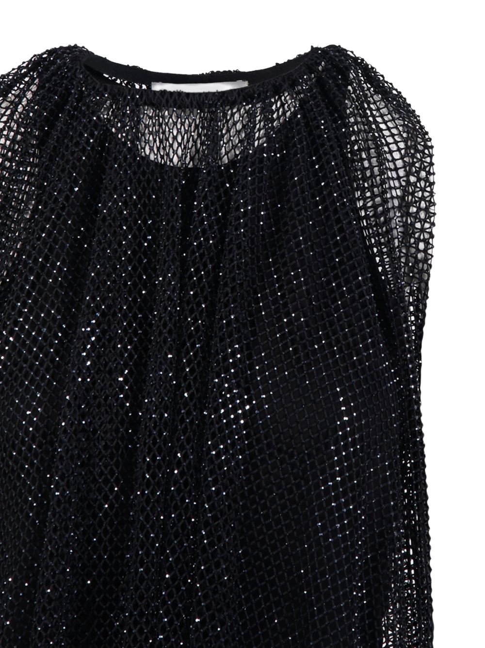 SPORTMAX Top nero con retina impreziosita da perline