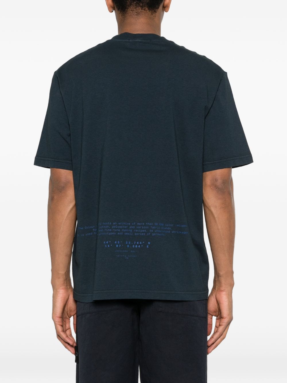 STONE ISLAND T-shirt in cotone blu con bussola celeste
