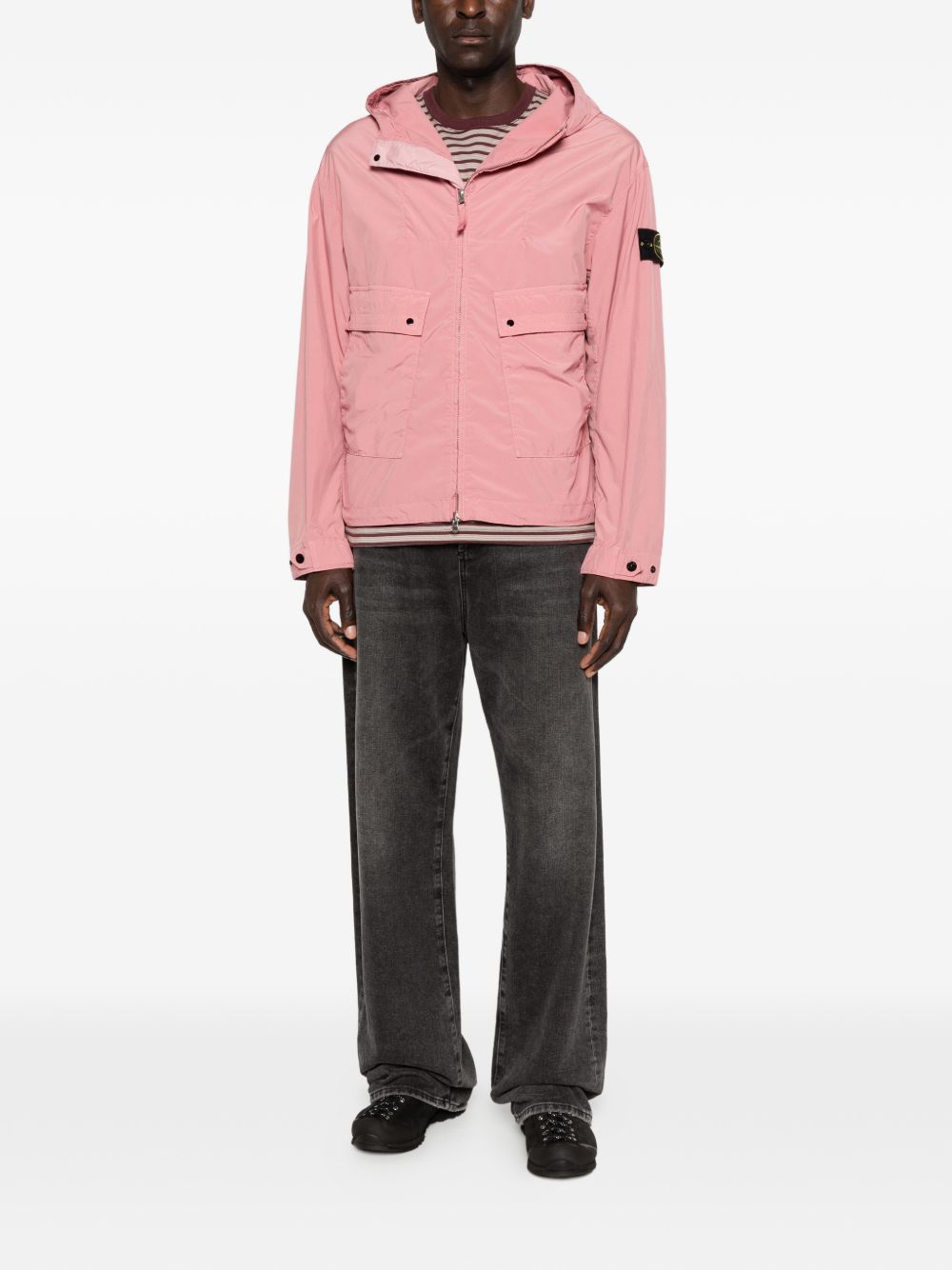 STONE ISLAND Giacca a vento con cappuccio e patch logo