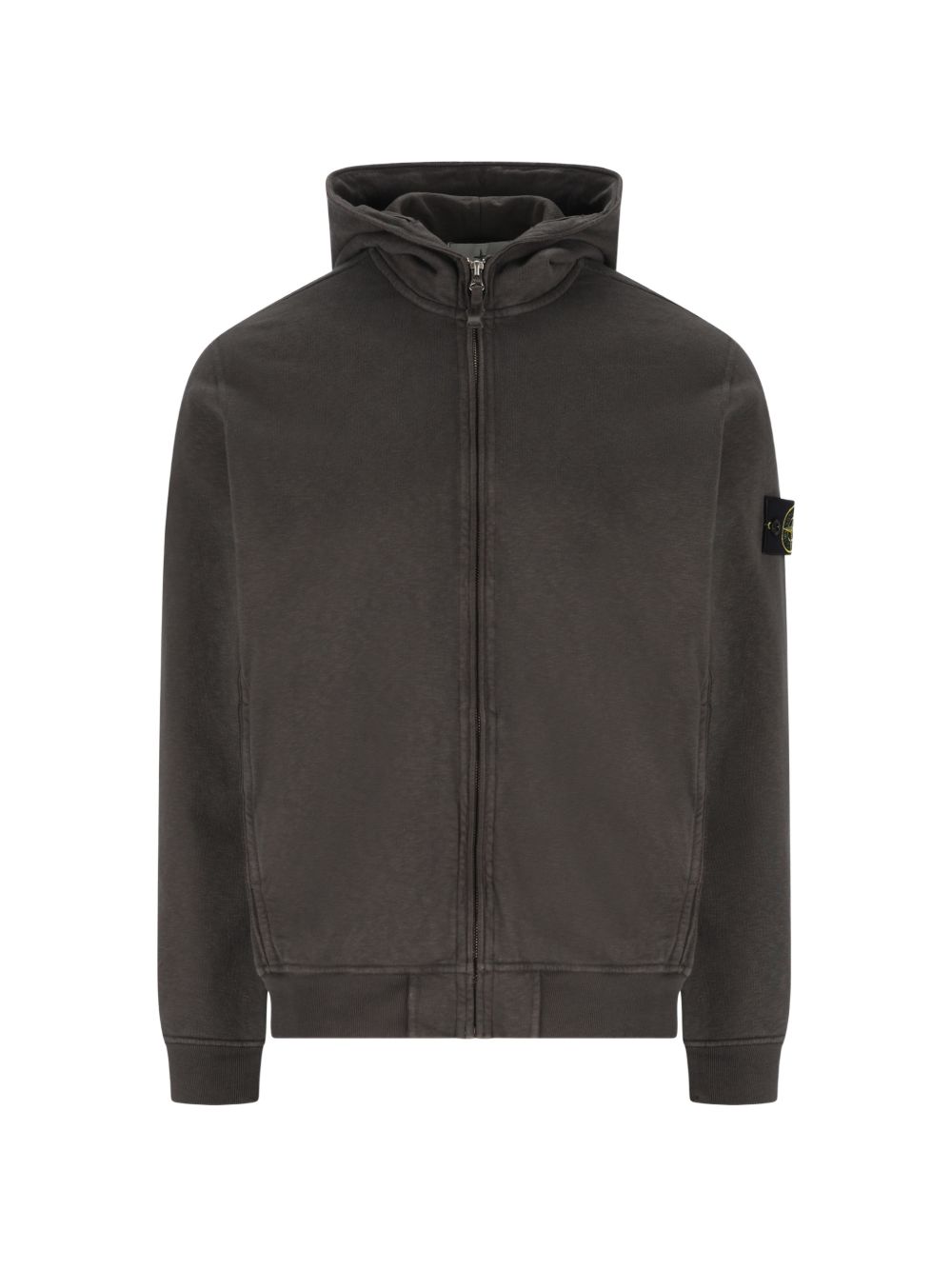 STONE ISLAND Felpa grigia con cappuccio e zip