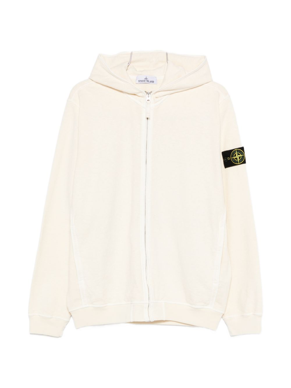STONE ISLAND Felpa con zip in cotone avorio