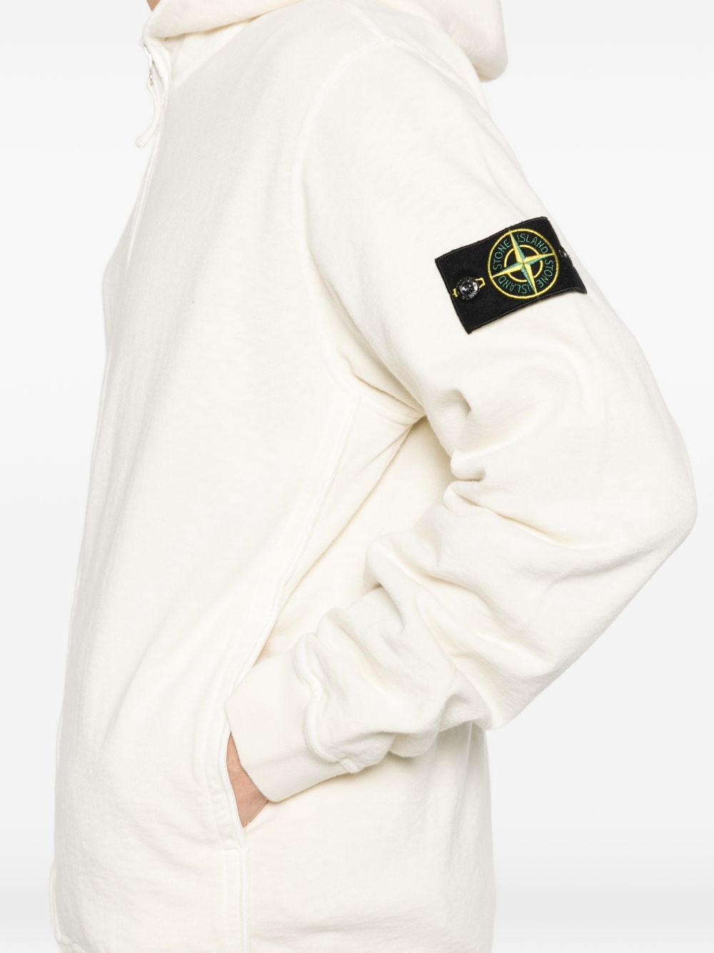 STONE ISLAND Felpa con zip in cotone avorio