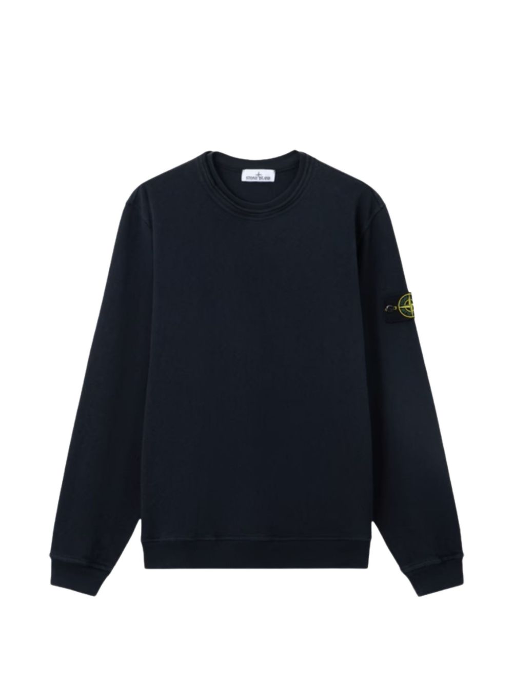 STONE ISLAND Felpa in cotone blu girocollo con patch logo