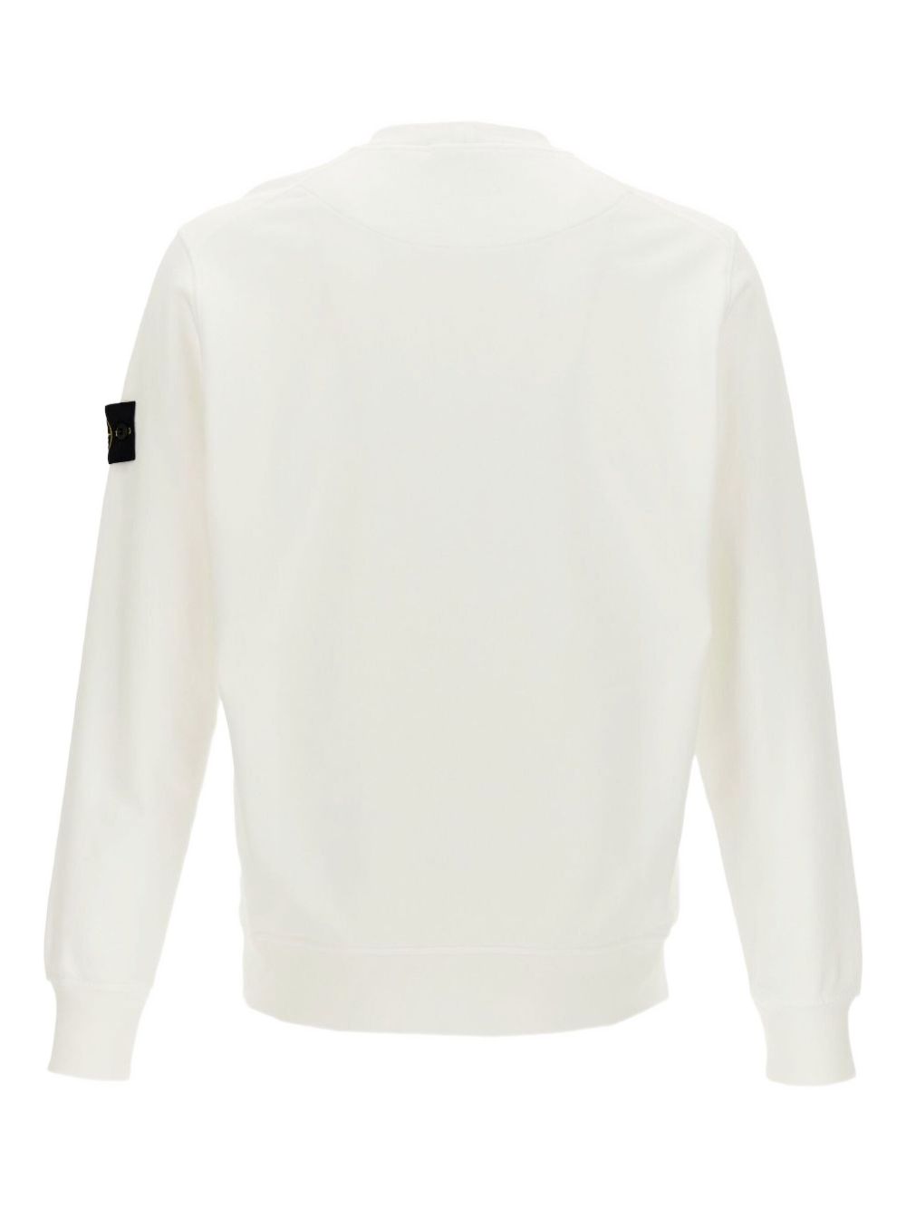 STONE ISLAND Felpa in cotone bianco girocollo con patch logo