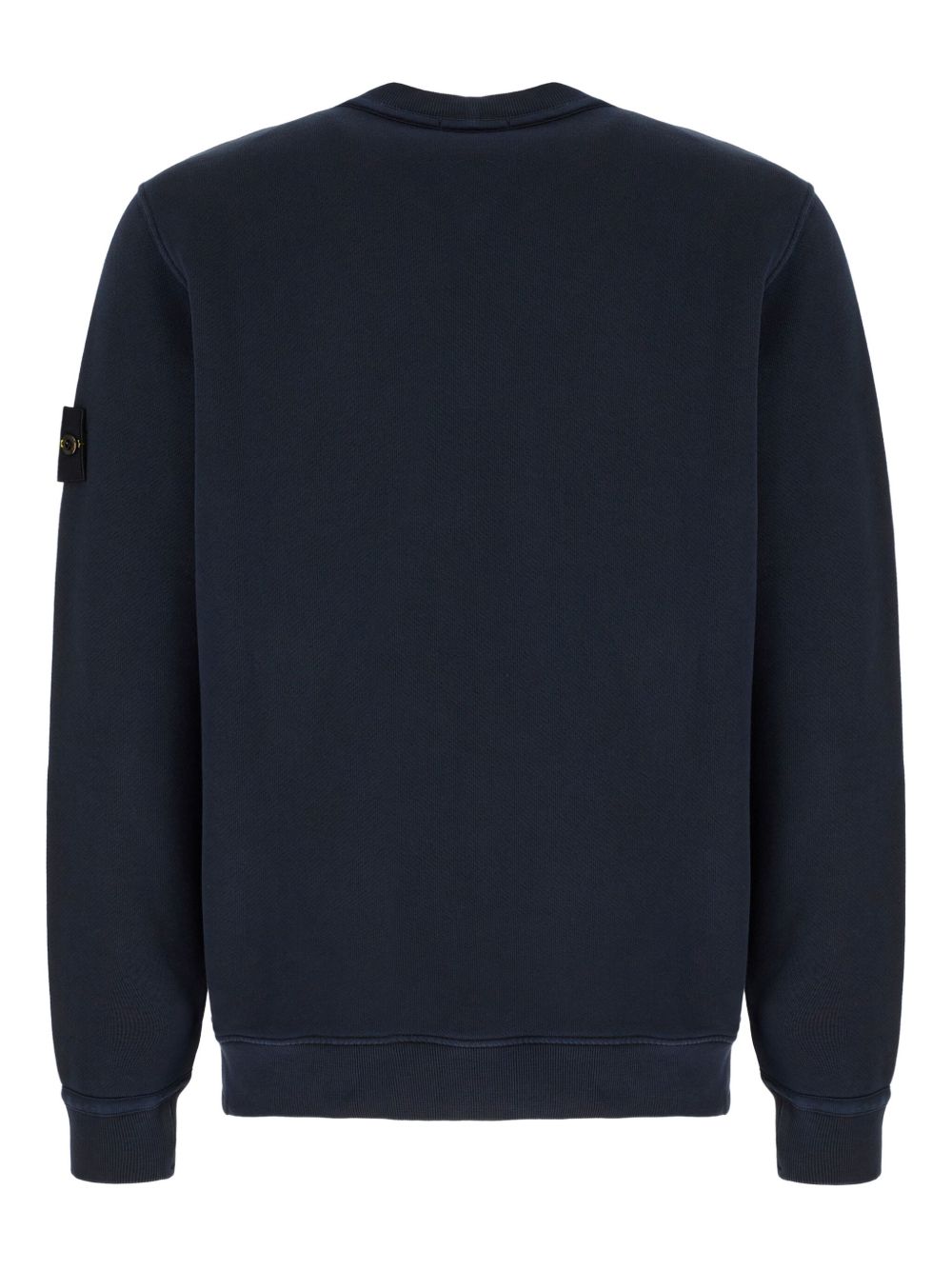 STONE ISLAND Felpa girocollo in cotone blu con patch logo