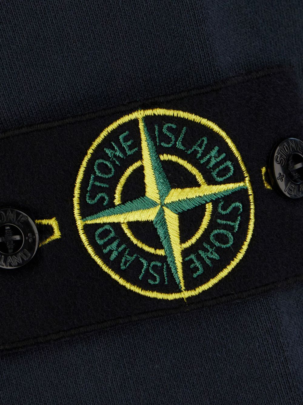 STONE ISLAND Felpa girocollo in cotone blu con patch logo