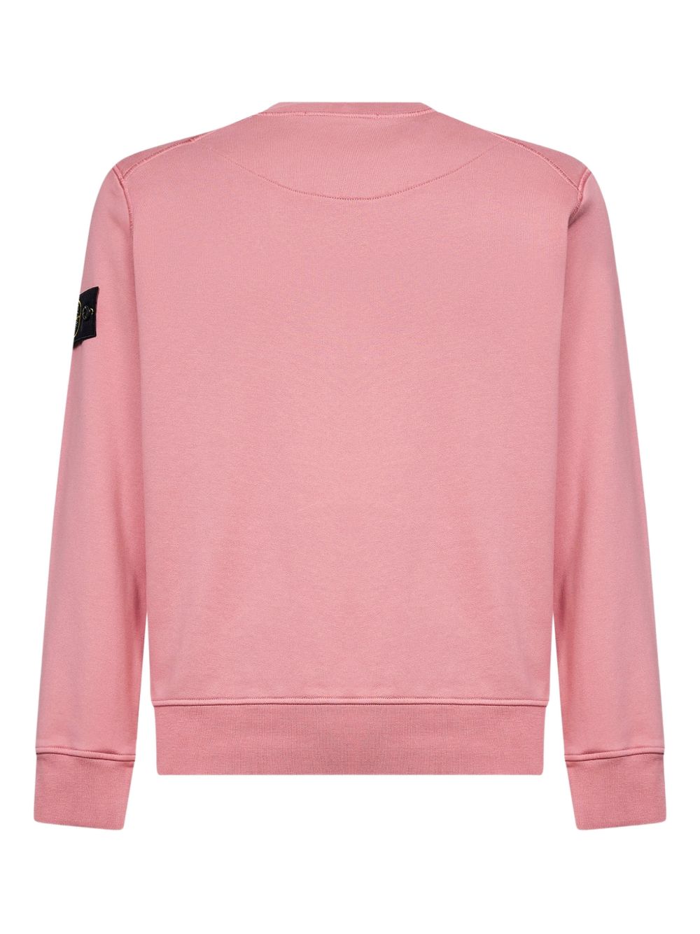 STONE ISLAND Felpa in cotone rosa girocollo con patch logo