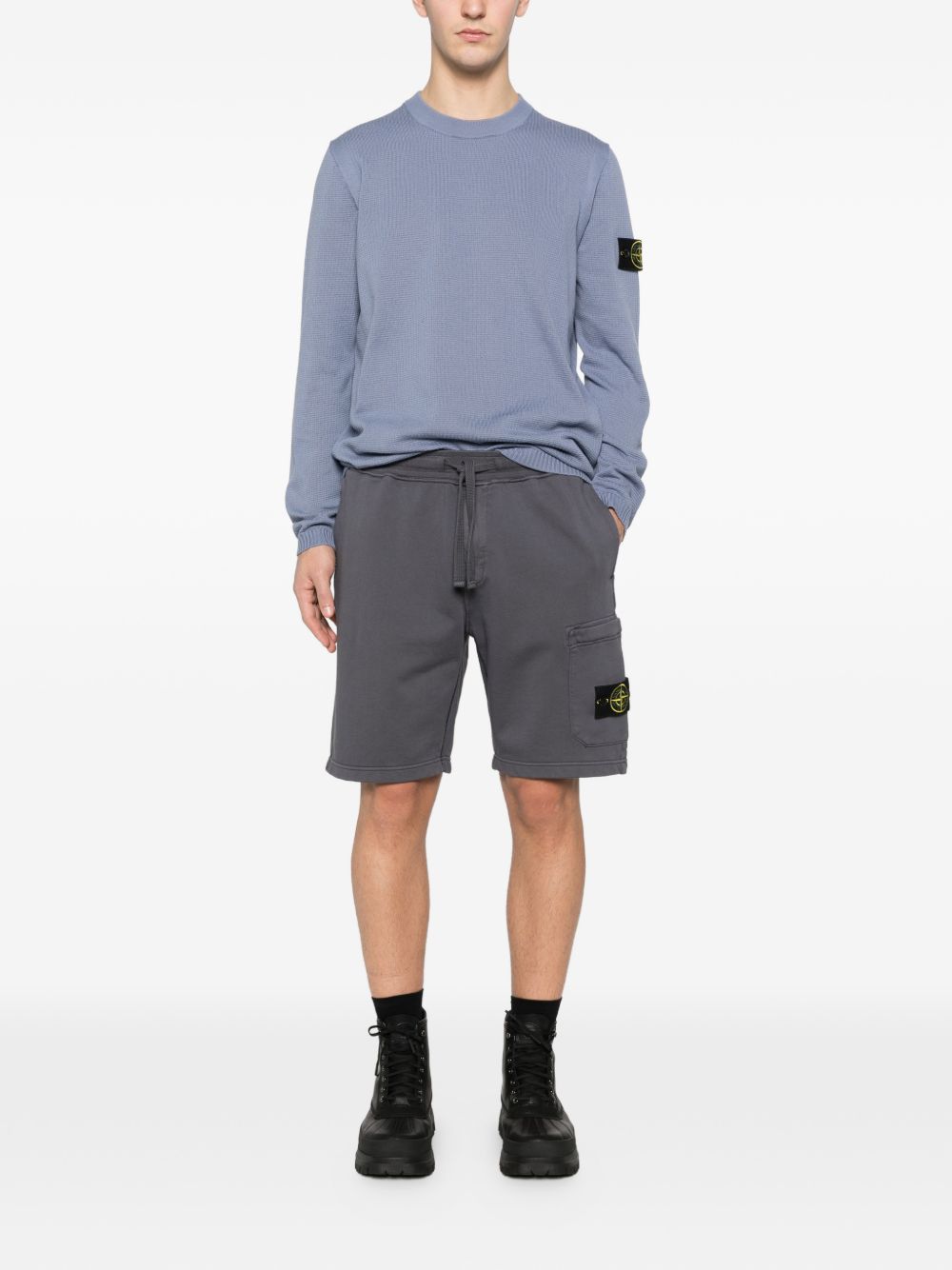 STONE ISLAND Shorts in cotone grigio con tasca