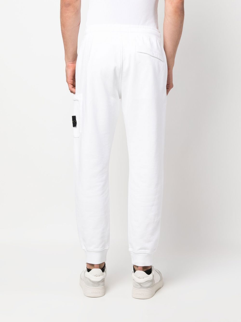 STONE ISLAND Pantaloni di tuta in cotone bianco con logo