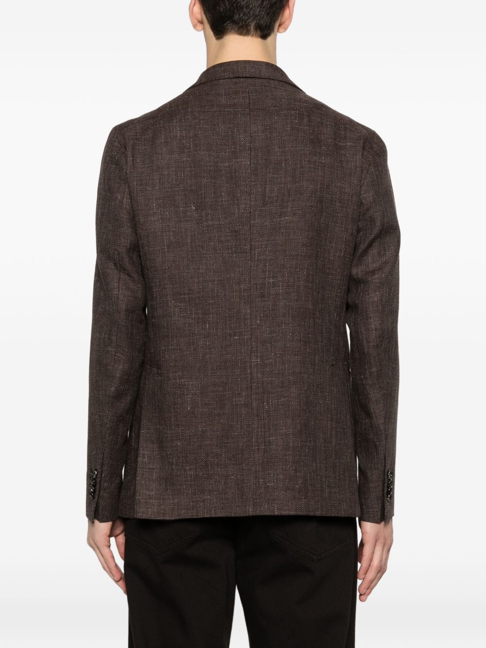 TAGLIATORE Blazer monopetto marrone in lino mix cotone