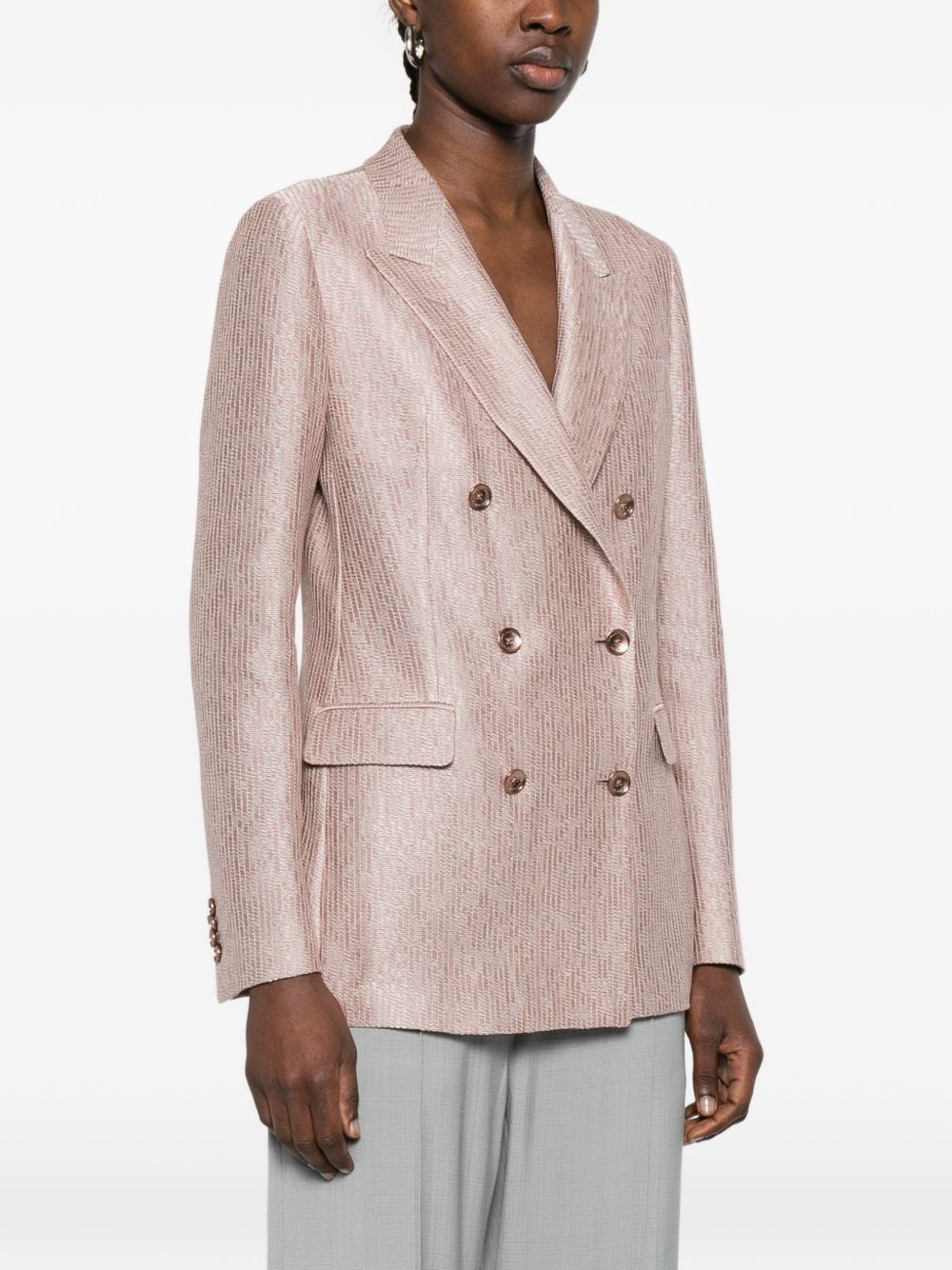TAGLIATORE Blazer Paris doppiopetto in cotone rosa con revers a lancia