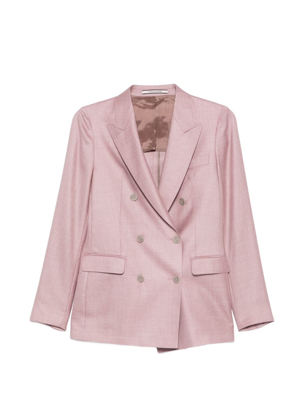 TAGLIATORE Blazer Paris doppiopetto in lana rosa con revers classici