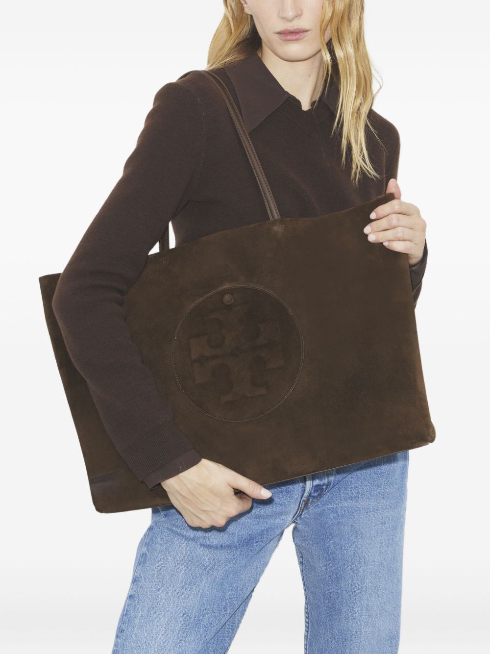 TORY BURCH Borsa tote 'Ella' in siede marrone