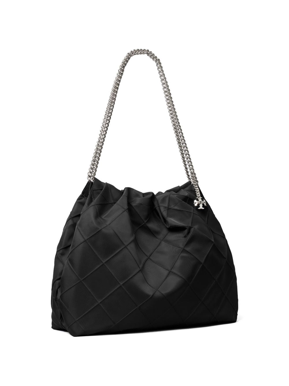 TORY BURCH Borsa a spalla nera con catena argento