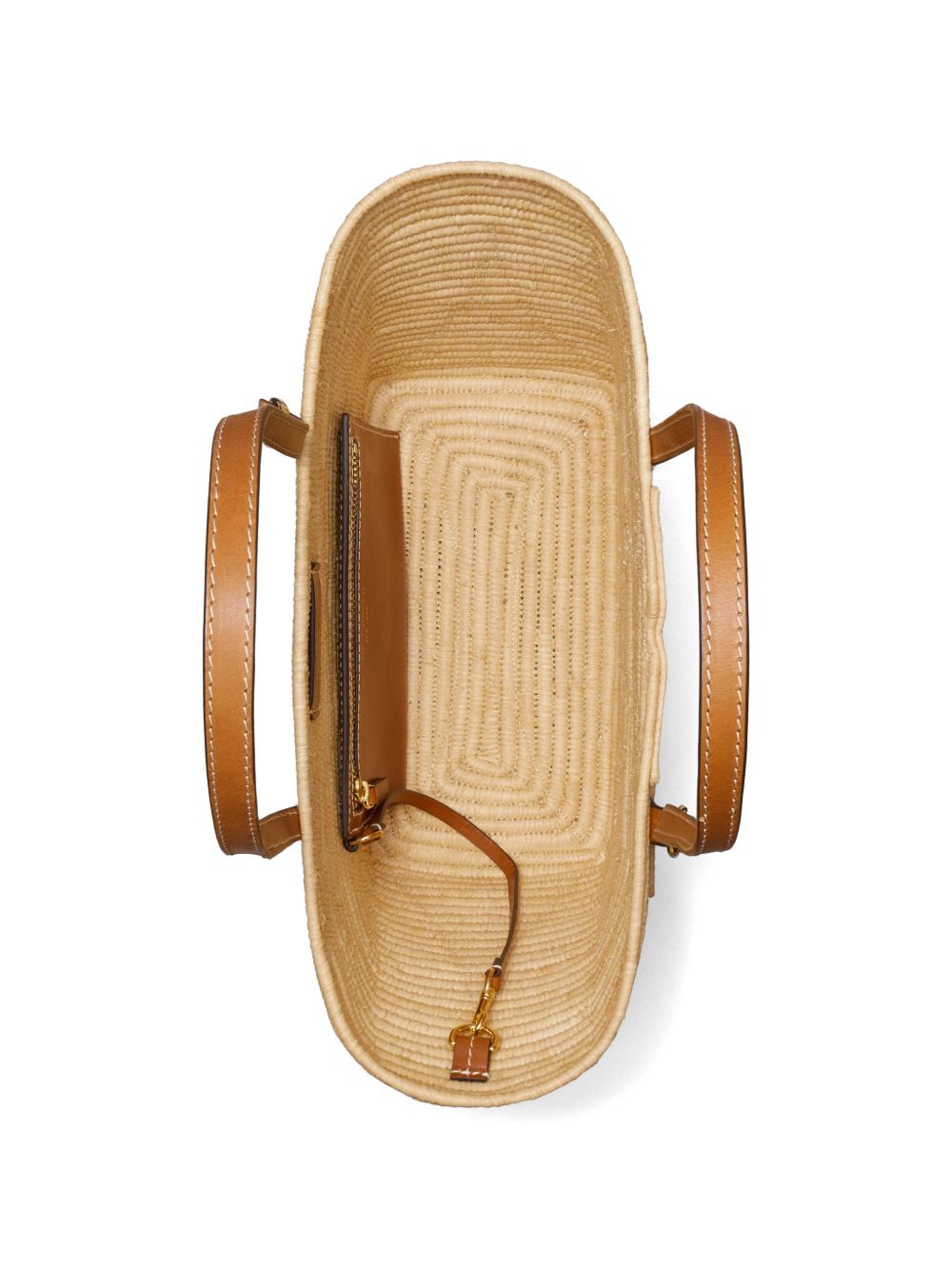 TORY BURCH Borsa in rafia beige con dettagli in pelle