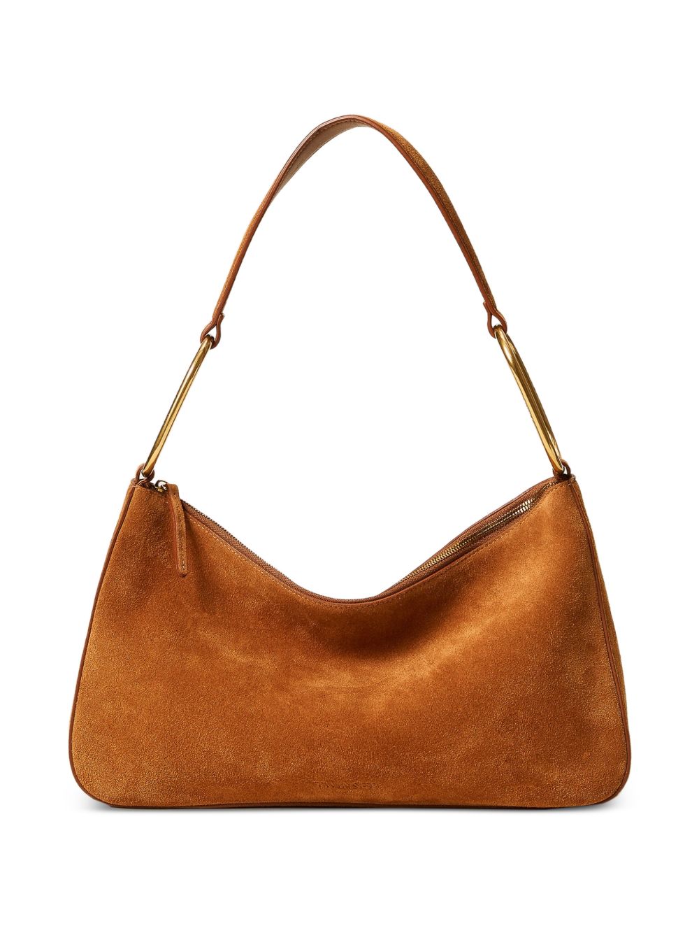 TWINSET Borsa in suede cammello con anelli dorati