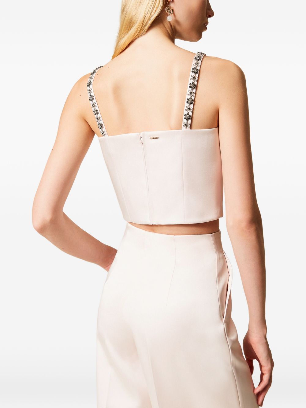 TWINSET Top color panna impreziosito da swarovski<BR/>