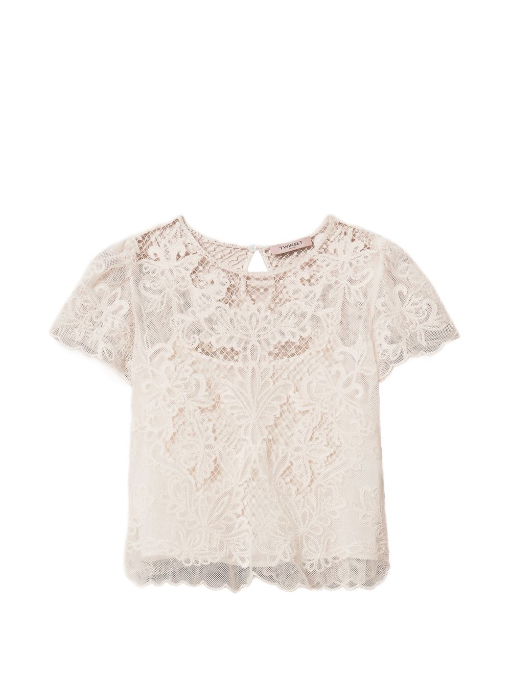 TWINSET Blusa ricamata in cotone bianco