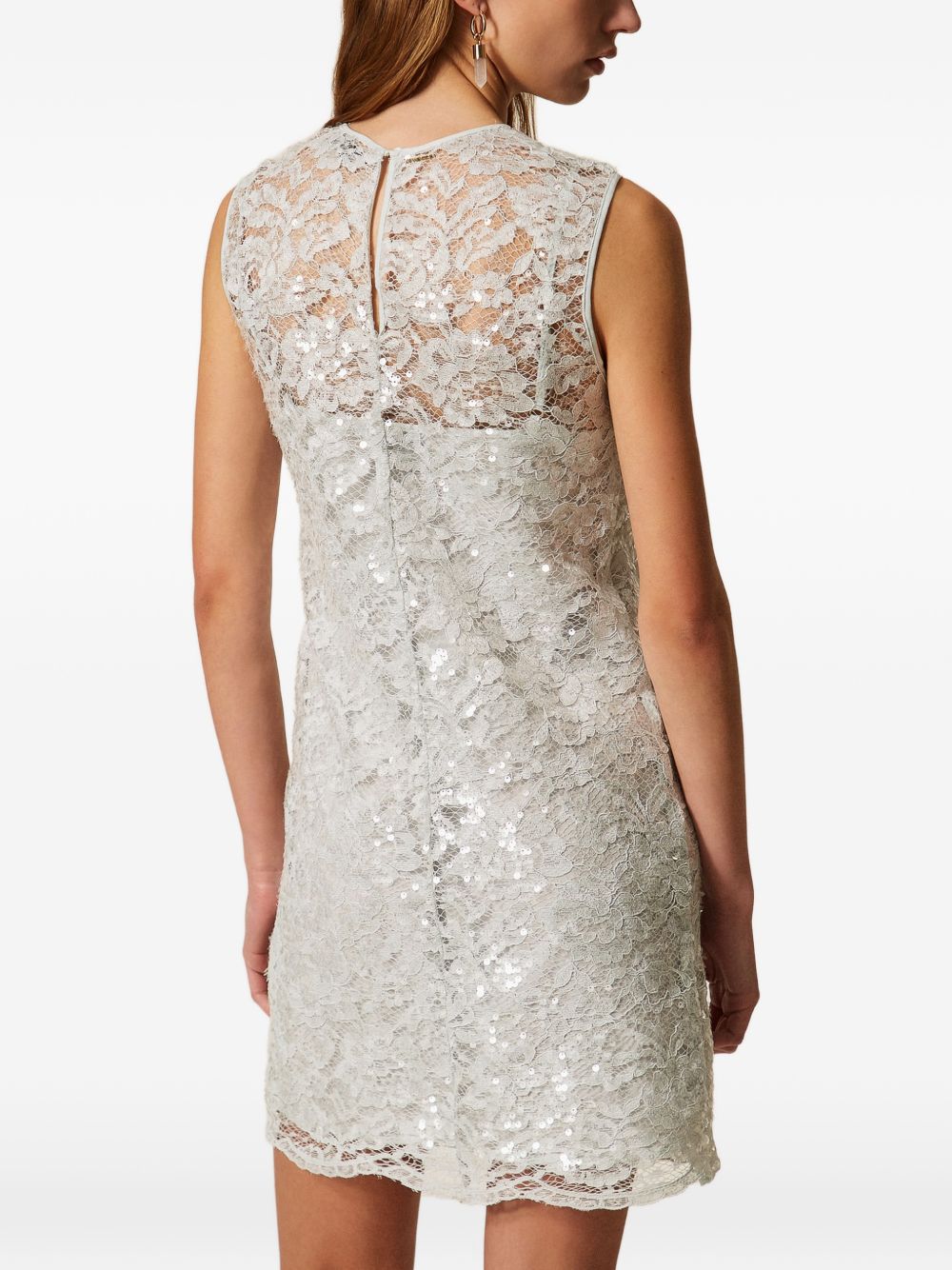 TWINSET Mini abito in pizzo ricamato con paillettes