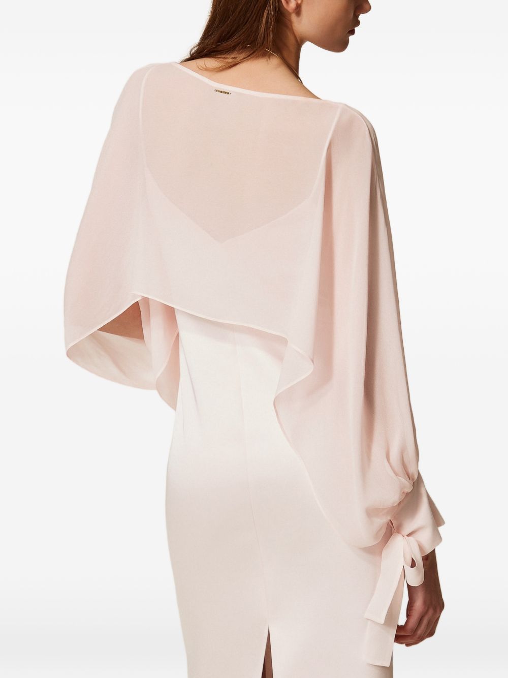 TWINSET Coprispalle cropped in georgette rosa cipria