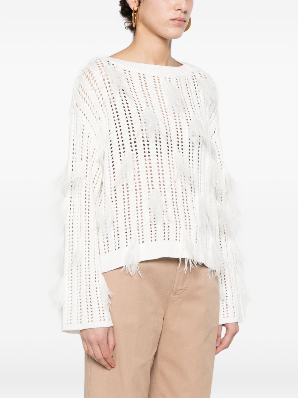 TWINSET Maglia traforata con dettagli in piume
