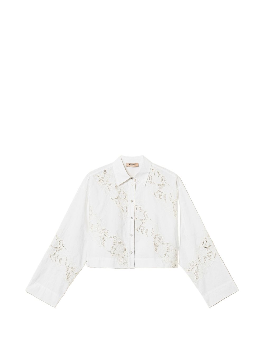 TWINSET Camicia in cotone bianco con ricami