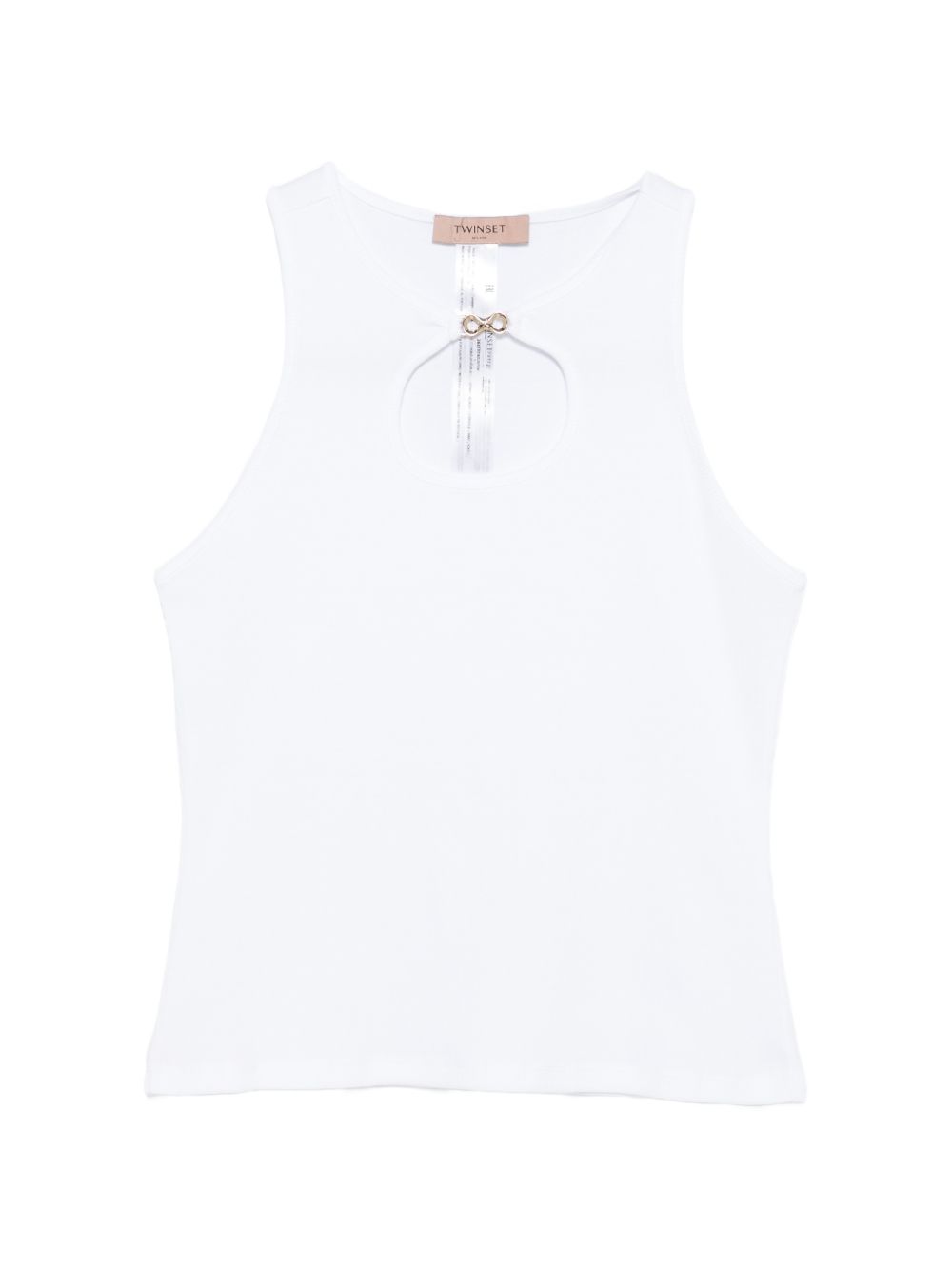 TWINSET T-shirt senza maniche bianca con charm