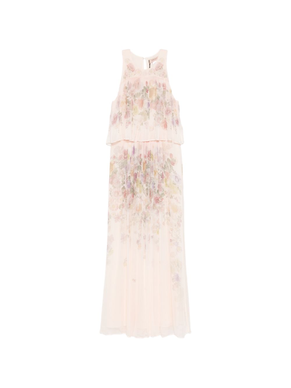 TWINSET Abito lungo rosa cipria con stampa floreale