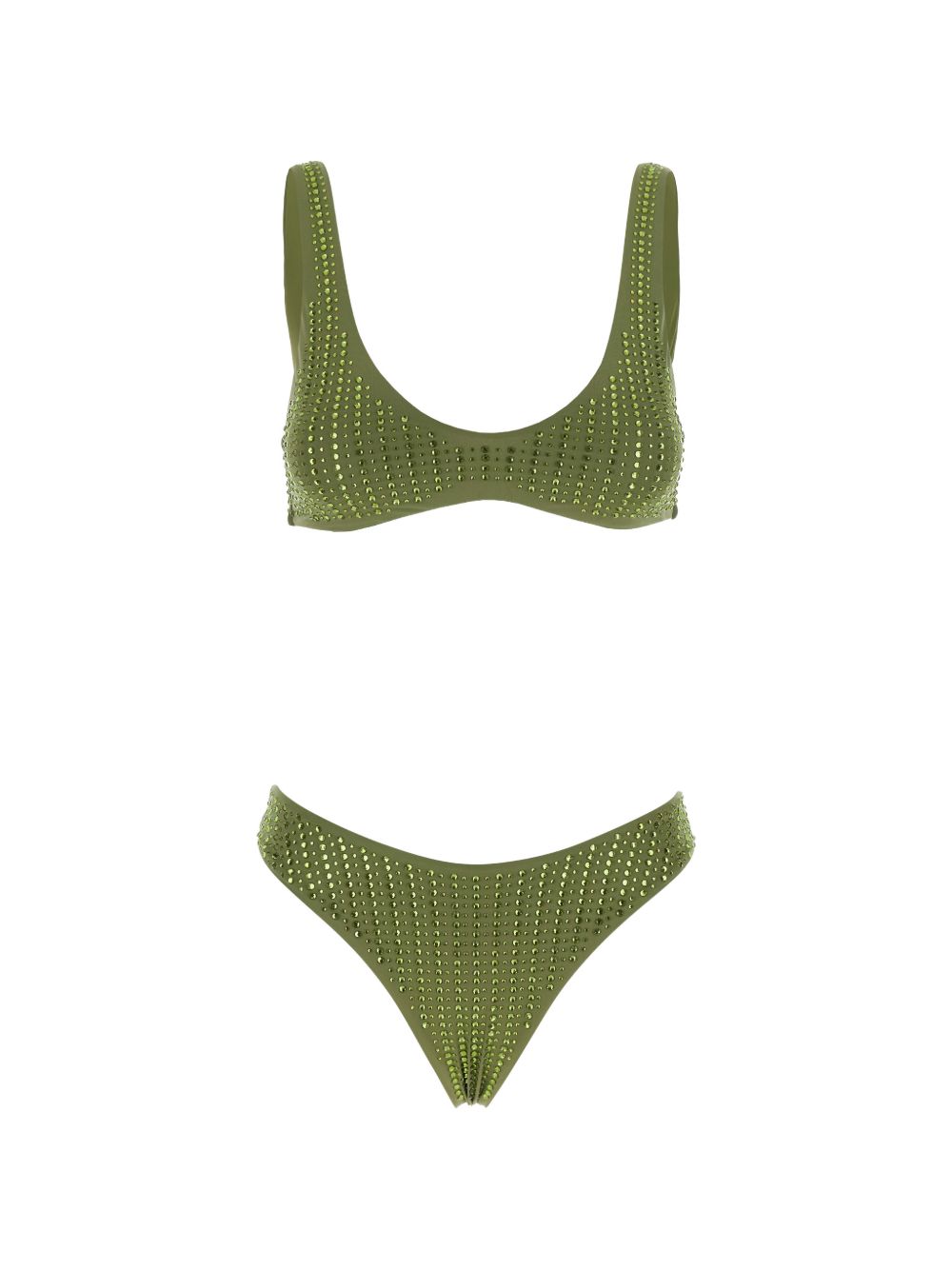 VENUJA Bikini Malibu verde con strass e brassiere sportiva